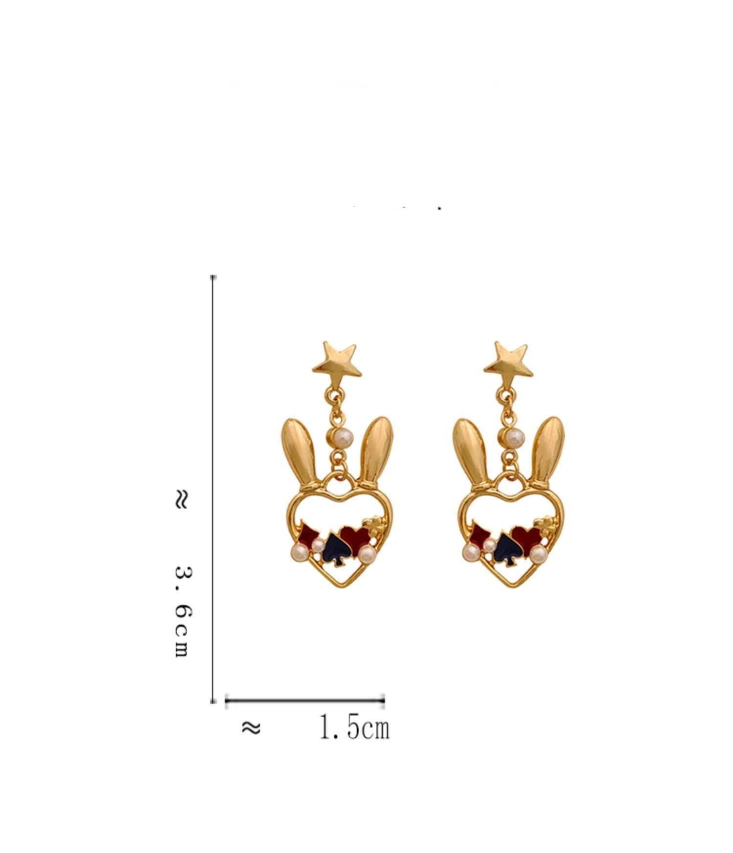 1 Paire Mignon Oreilles De Lapin Forme De Cœur Placage Incruster Alliage Perles Artificielles Boucles D'oreilles display picture 15