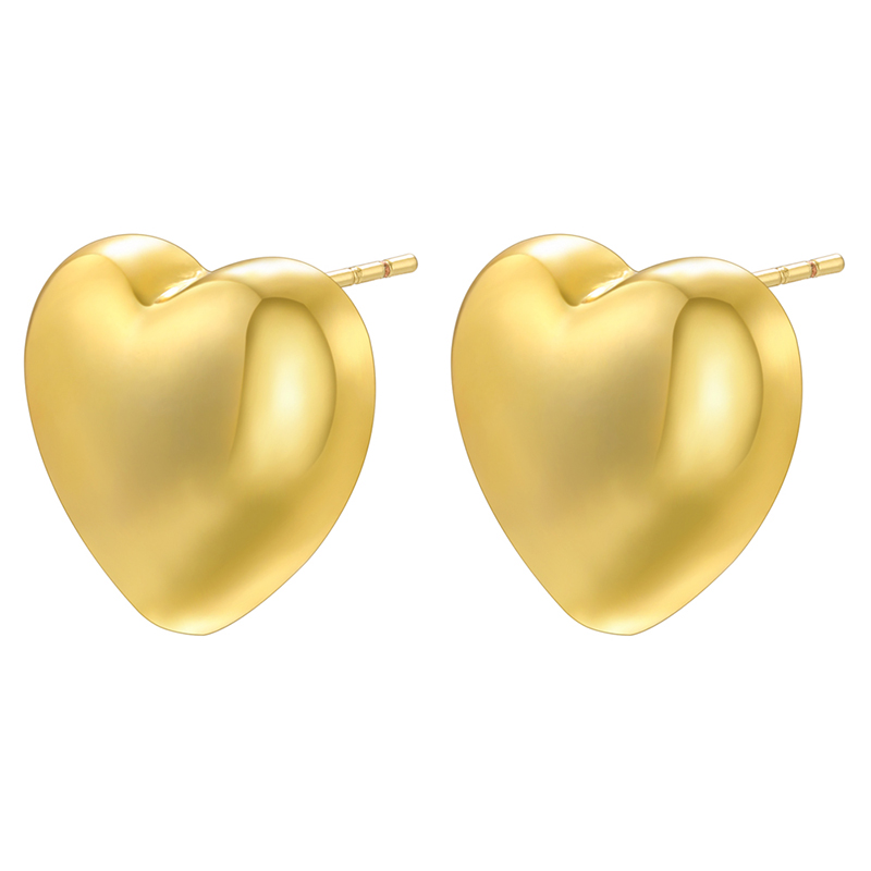 1 Pair Vintage Style Exaggerated Simple Style C Shape Heart Shape Solid Color Plating Brass Ear Studs display picture 6