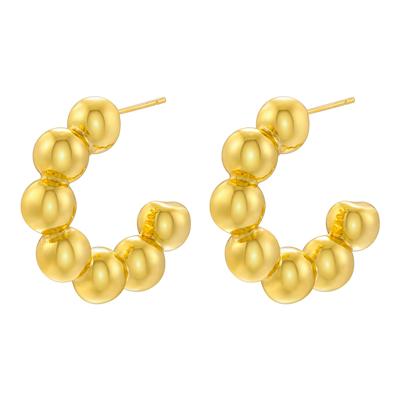 1 Pair Vintage Style Exaggerated Simple Style C Shape Heart Shape Solid Color Plating Brass Ear Studs display picture 9