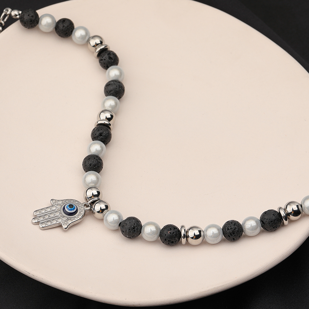 Edelstahl 304 Lässig Einfacher Stil Klassischer Stil Perlen Teufels Auge Palme Halskette Mit Anhänger display picture 3