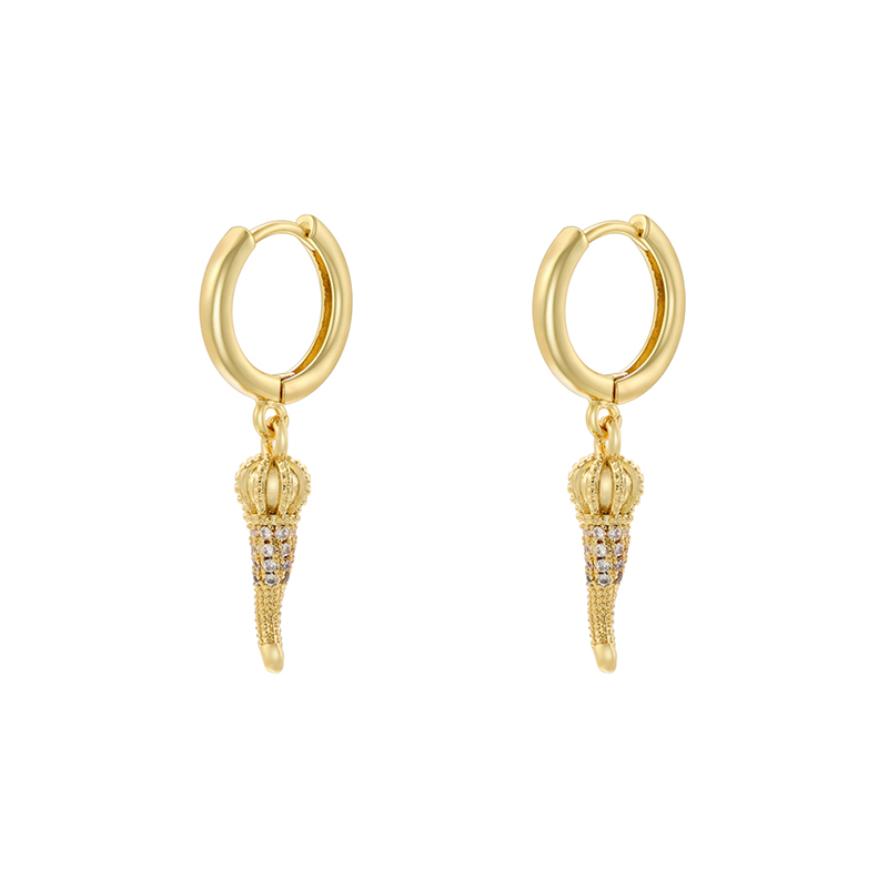 1 Pair Exaggerated Cool Style Crown Chili Plating Inlay Brass Zircon 18k Gold Plated Drop Earrings display picture 2