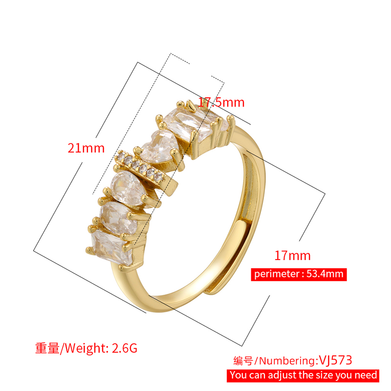 Classic Style Letter Copper Plating Inlay Zircon 18k Gold Plated Open Rings display picture 57