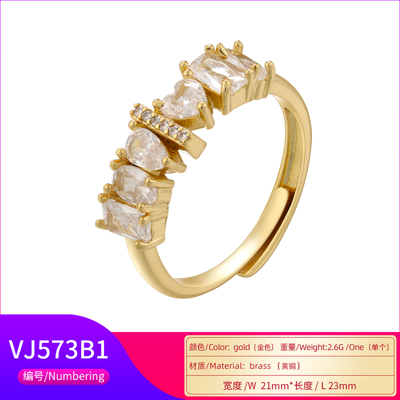 Classic Style Letter Copper Plating Inlay Zircon 18k Gold Plated Open Rings display picture 52