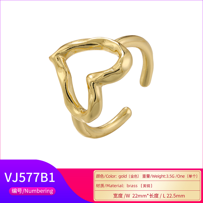 Vintage Style Simple Style Irregular Red Heart Petal Copper Plating Inlay Zircon 18k Gold Plated Open Rings display picture 20
