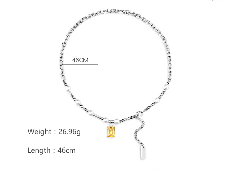 Simple Style Color Block Square 304 Stainless Steel Zircon Unisex Necklace display picture 9