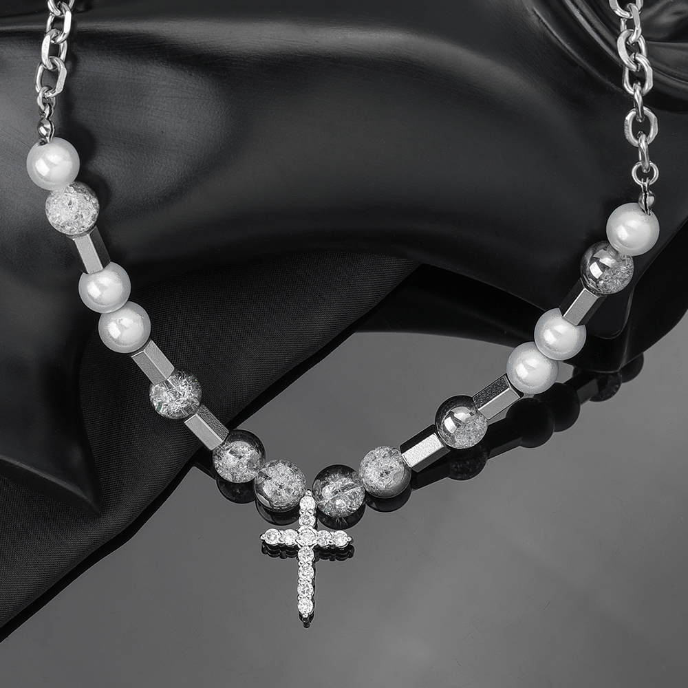 Classic Style Cross 304 Stainless Steel Zircon Unisex Necklace display picture 7