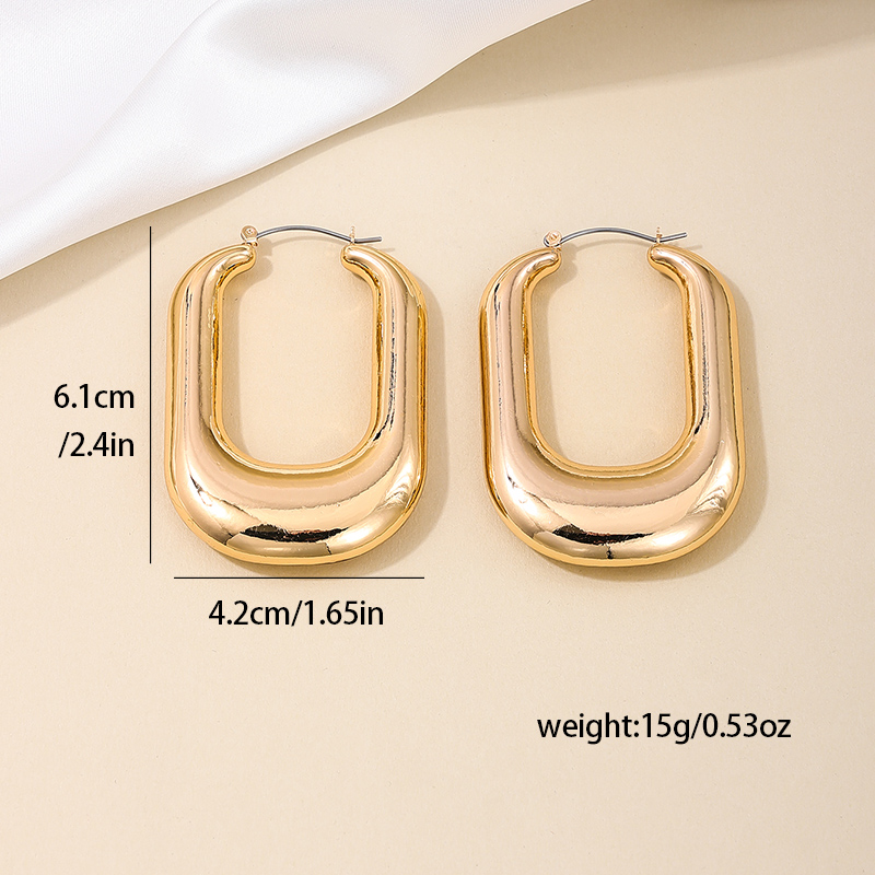 1 Pair Elegant Retro Exaggerated U Shape Solid Color Hollow Out Alloy Earrings display picture 1