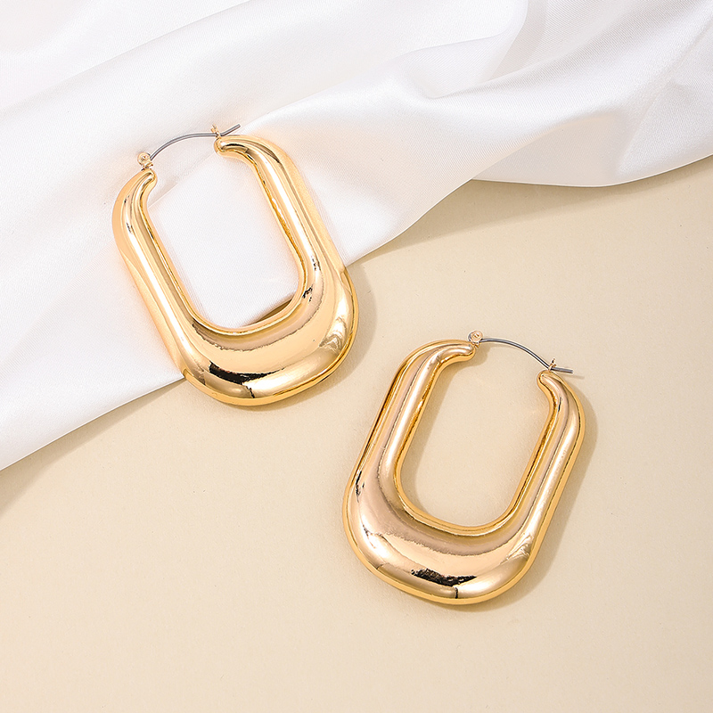 1 Pair Elegant Retro Exaggerated U Shape Solid Color Hollow Out Alloy Earrings display picture 2