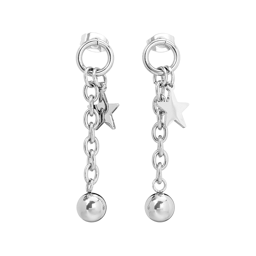 1 Pair Simple Style Star Ball Plating Chain 304 Stainless Steel Drop Earrings display picture 1
