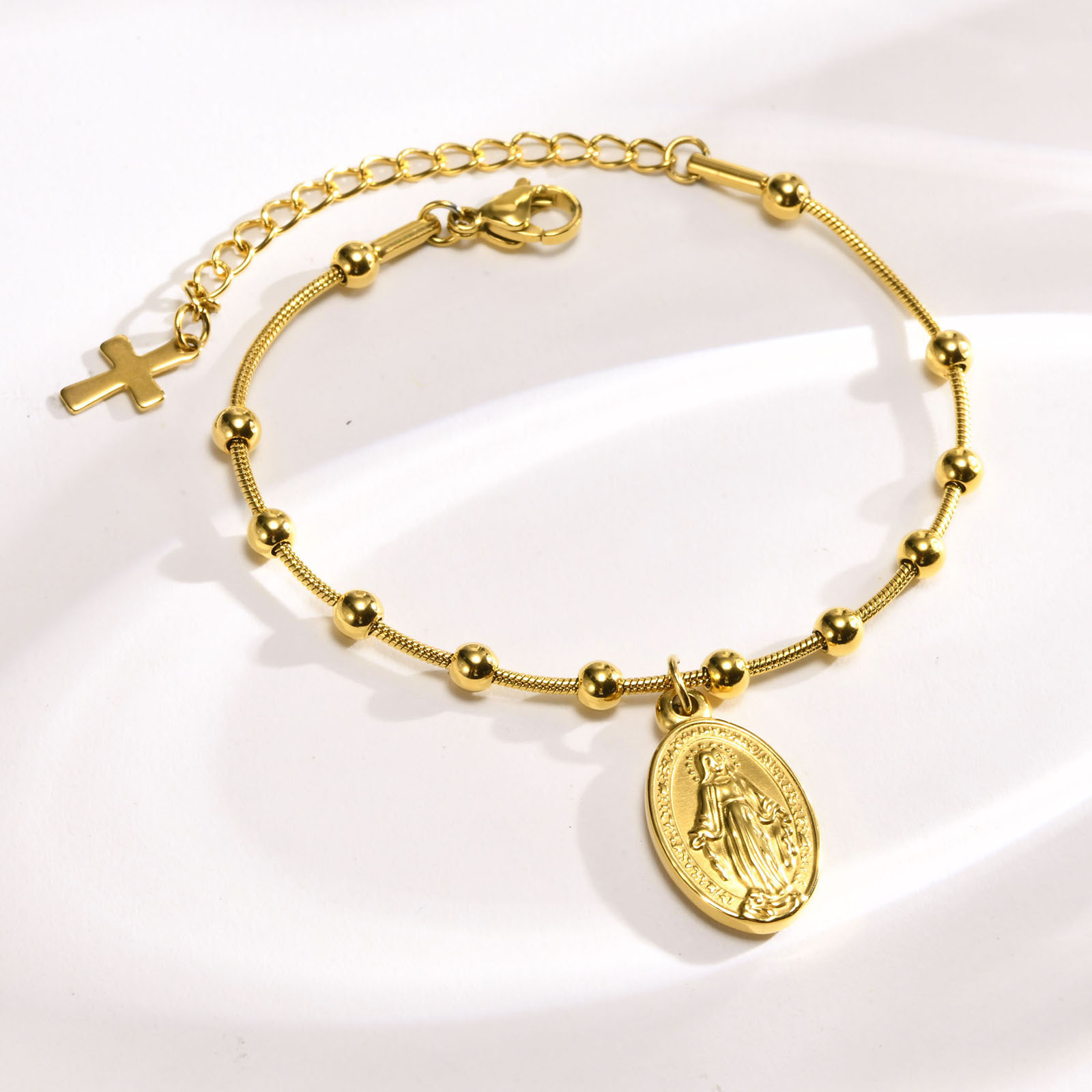 Vintage Style Faith Virgin Mary 201 Stainless Steel Bracelets In Bulk display picture 1