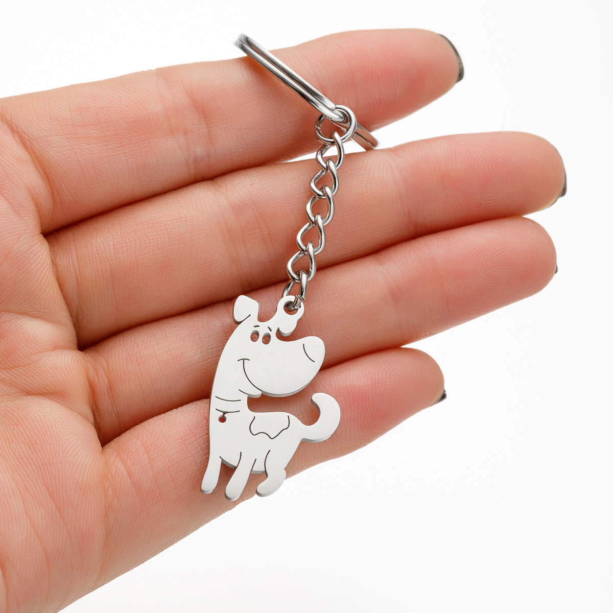 Cute Dog Giraffe Stainless Steel Irregular Polishing Keychain display picture 2