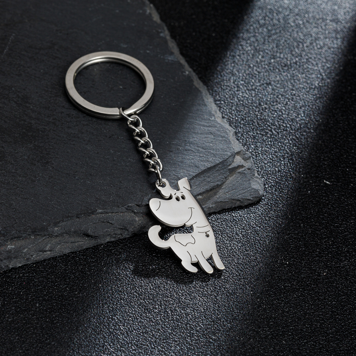 Cute Dog Giraffe Stainless Steel Irregular Polishing Keychain display picture 3