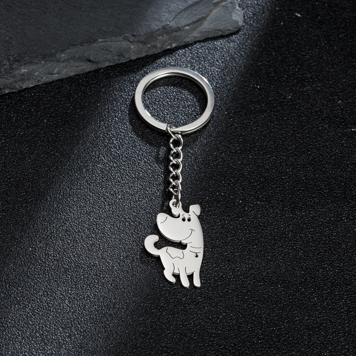Cute Dog Giraffe Stainless Steel Irregular Polishing Keychain display picture 4