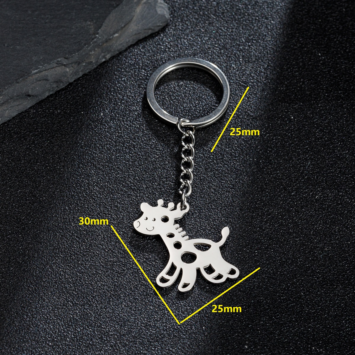 Cute Dog Giraffe Stainless Steel Irregular Polishing Keychain display picture 5