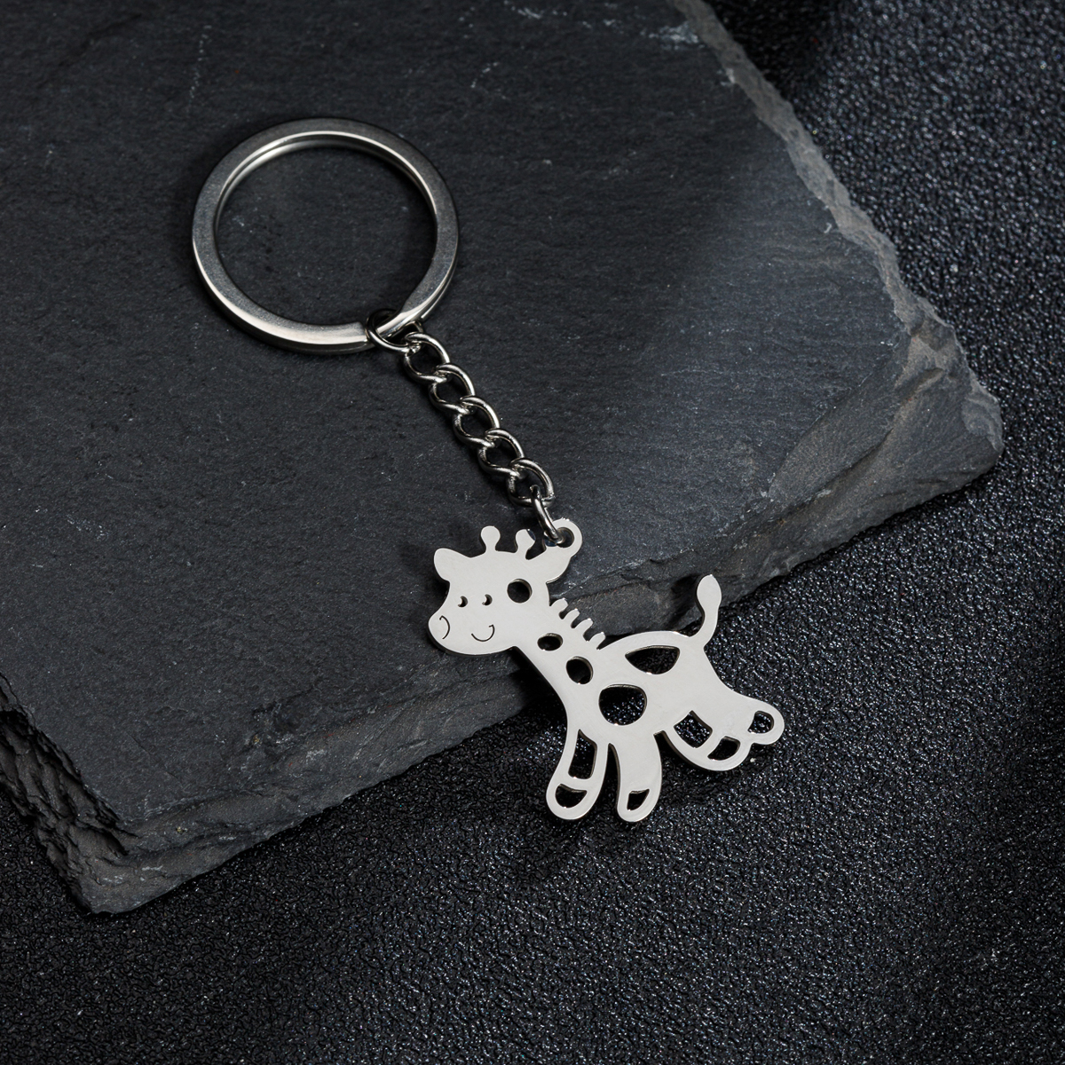 Cute Dog Giraffe Stainless Steel Irregular Polishing Keychain display picture 7