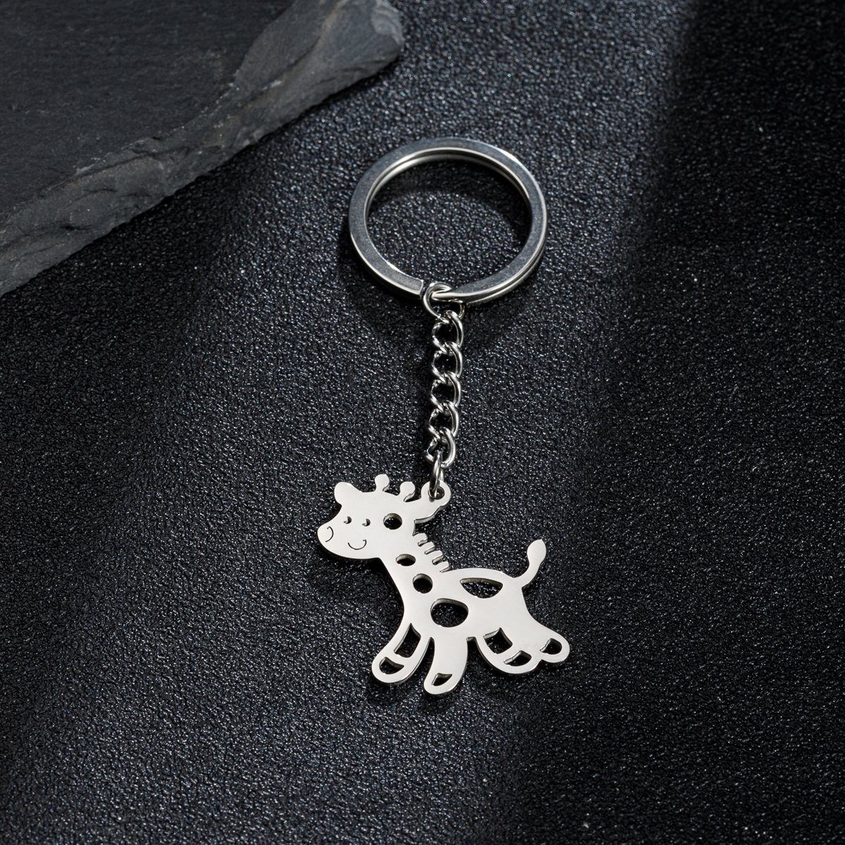 Cute Dog Giraffe Stainless Steel Irregular Polishing Keychain display picture 8