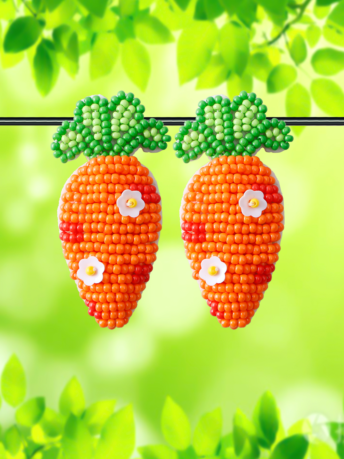 1 Pair Pastoral Carrot Handmade Braid Alloy Seed Bead Ear Studs display picture 5