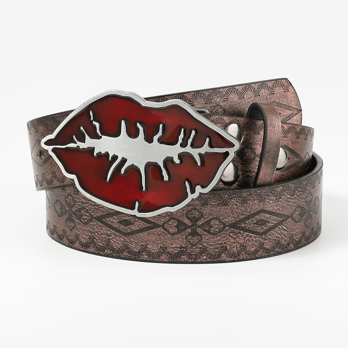 Vintage Style Bohemian Cowboy Style Lips Oval Pu Leather Inlay Turquoise Women's Leather Belts display picture 26