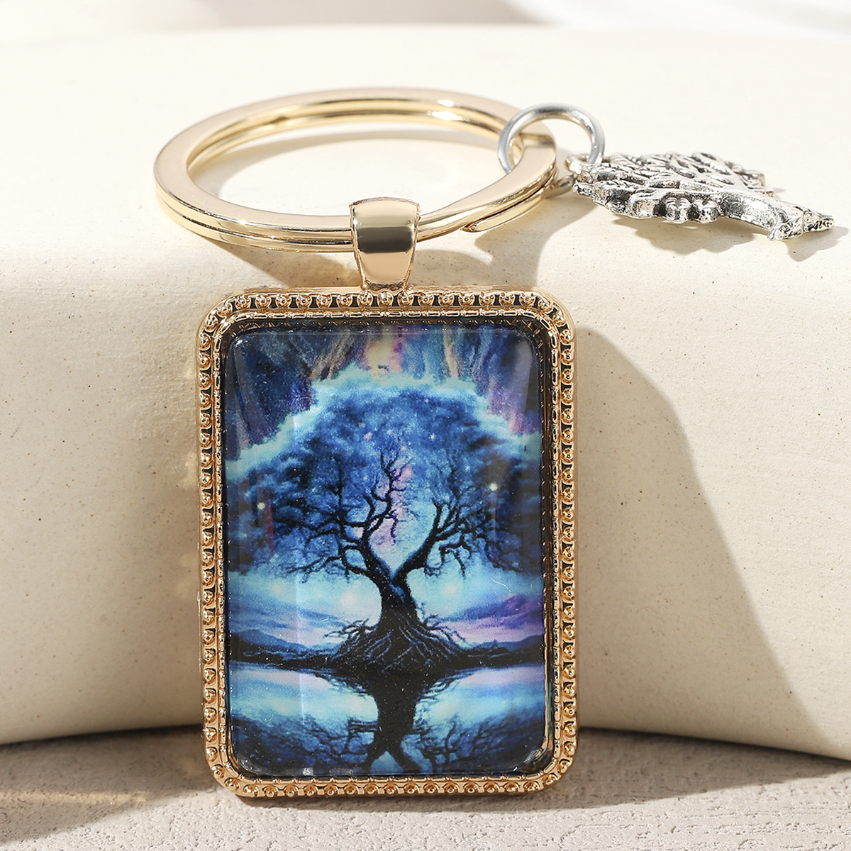 Cute Bridal Tree Life Tree Alloy Glass Printing Plating Gold Plated Bag Pendant Keychain display picture 4