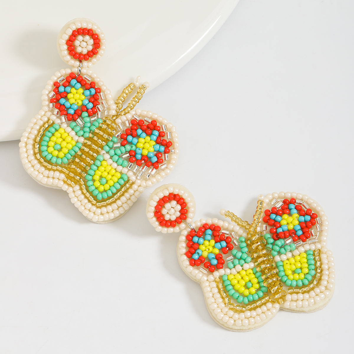 1 Pair Cute Butterfly Beaded Braid Seed Bead Drop Earrings display picture 3