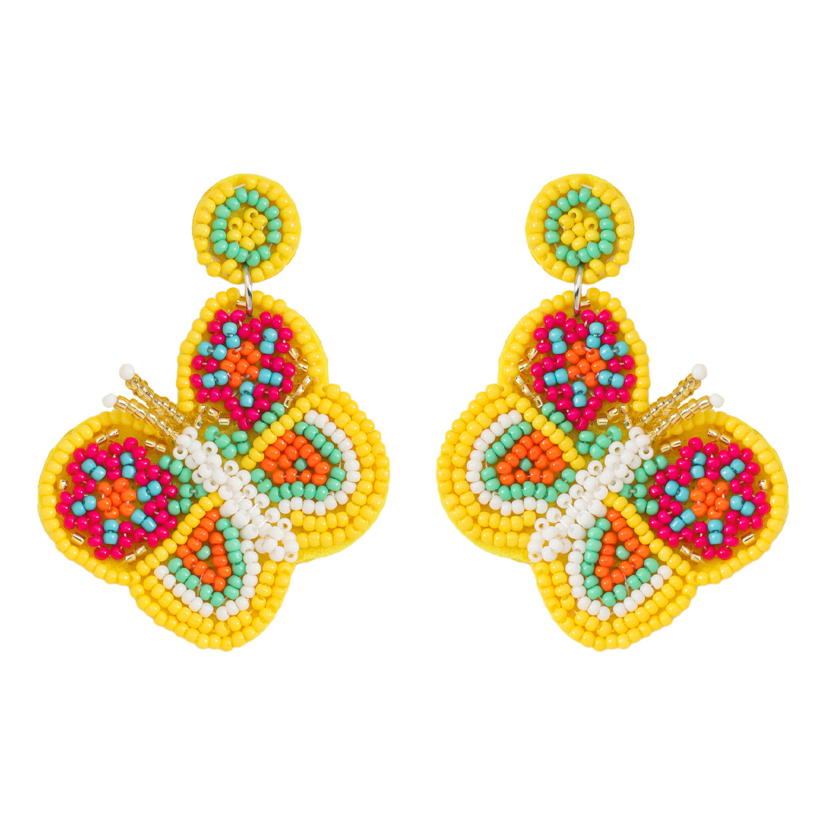 1 Par Lindo Mariposa Con Cuentas Trenza Cuenta De Semillas Pendientes De Gota display picture 9