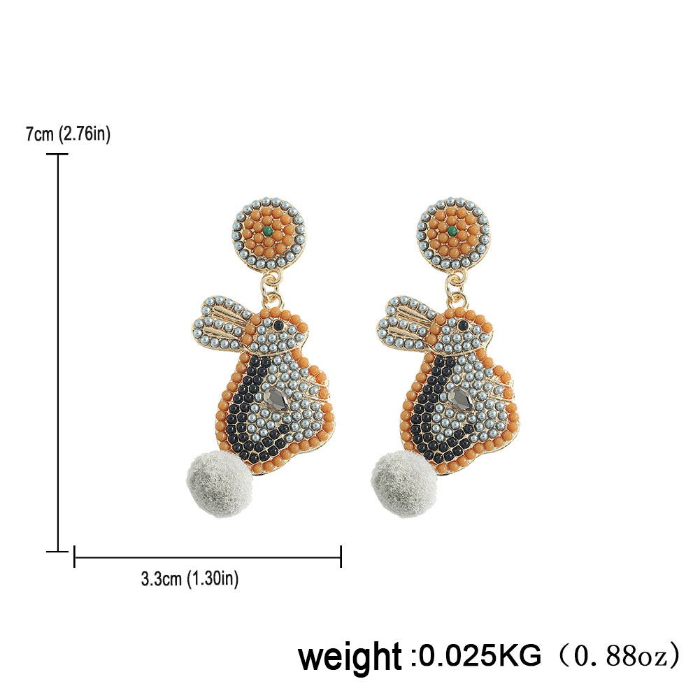 1 Pair Cute Rabbit Letter Plating Inlay Alloy Seed Bead Gold Plated Silver Plated Drop Earrings display picture 12