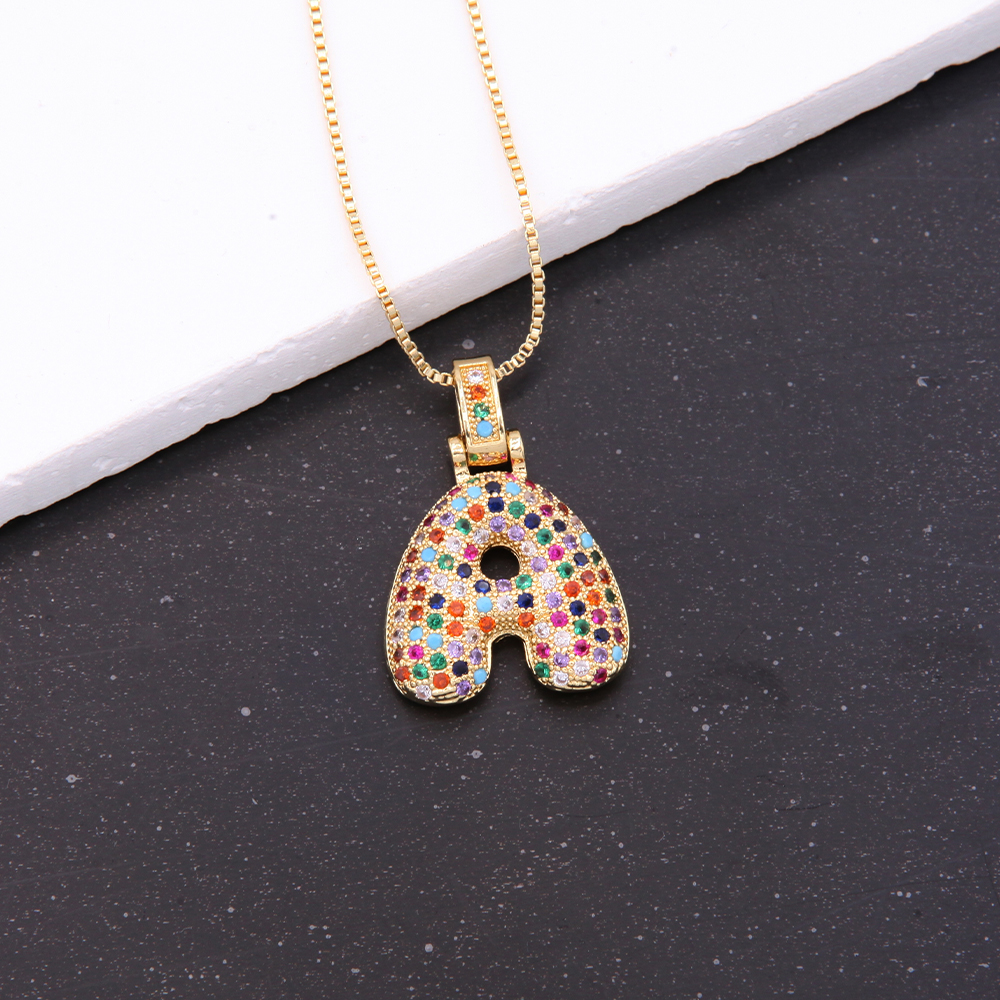 Novelty Letter Copper Plating Inlay Zircon 18k Gold Plated White Gold Plated Unisex Pendant Necklace display picture 3