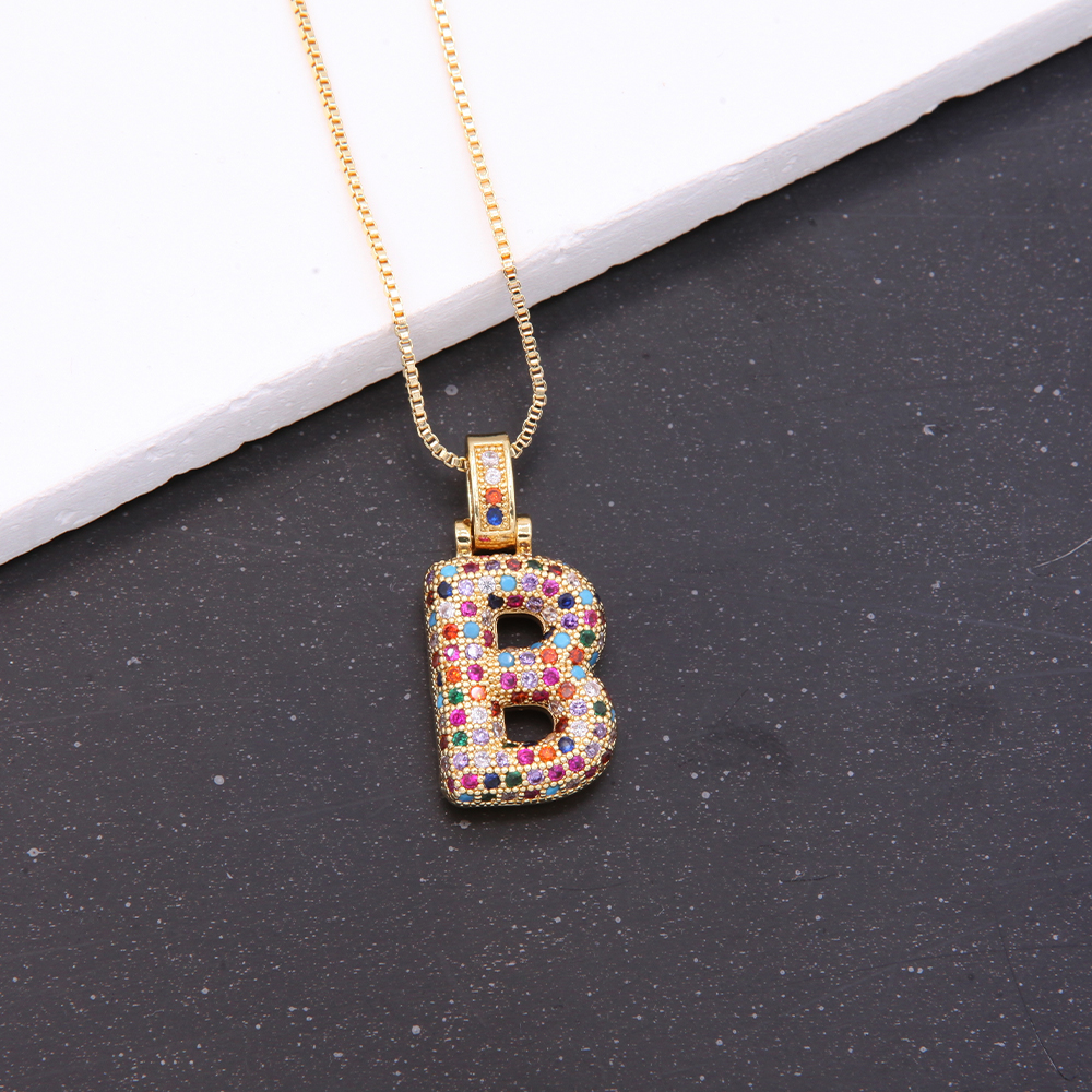 Novelty Letter Copper Plating Inlay Zircon 18k Gold Plated White Gold Plated Unisex Pendant Necklace display picture 4