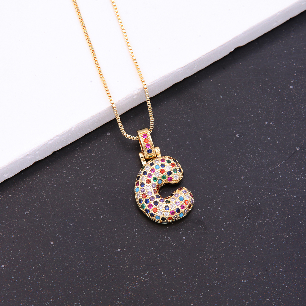 Novelty Letter Copper Plating Inlay Zircon 18k Gold Plated White Gold Plated Unisex Pendant Necklace display picture 5
