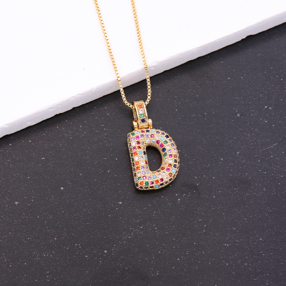 Novelty Letter Copper Plating Inlay Zircon 18k Gold Plated White Gold Plated Unisex Pendant Necklace display picture 6