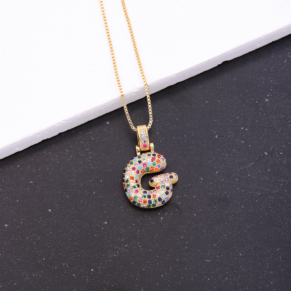 Novelty Letter Copper Plating Inlay Zircon 18k Gold Plated White Gold Plated Unisex Pendant Necklace display picture 11