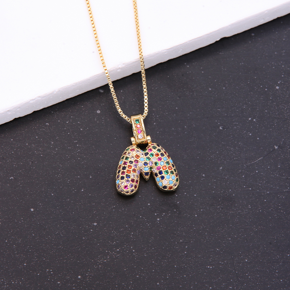 Novelty Letter Copper Plating Inlay Zircon 18k Gold Plated White Gold Plated Unisex Pendant Necklace display picture 14
