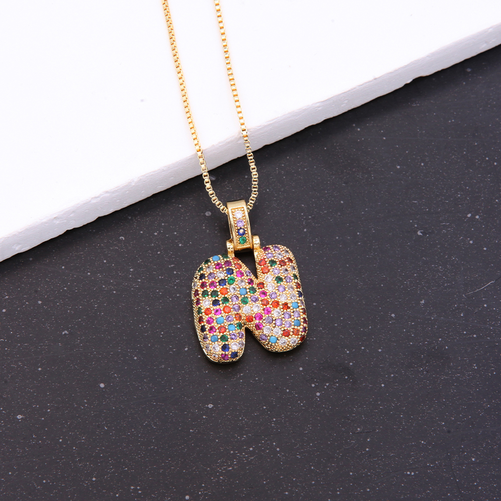 Novelty Letter Copper Plating Inlay Zircon 18k Gold Plated White Gold Plated Unisex Pendant Necklace display picture 15
