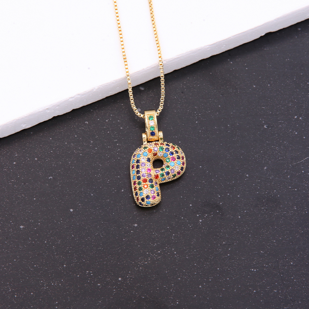 Novelty Letter Copper Plating Inlay Zircon 18k Gold Plated White Gold Plated Unisex Pendant Necklace display picture 17