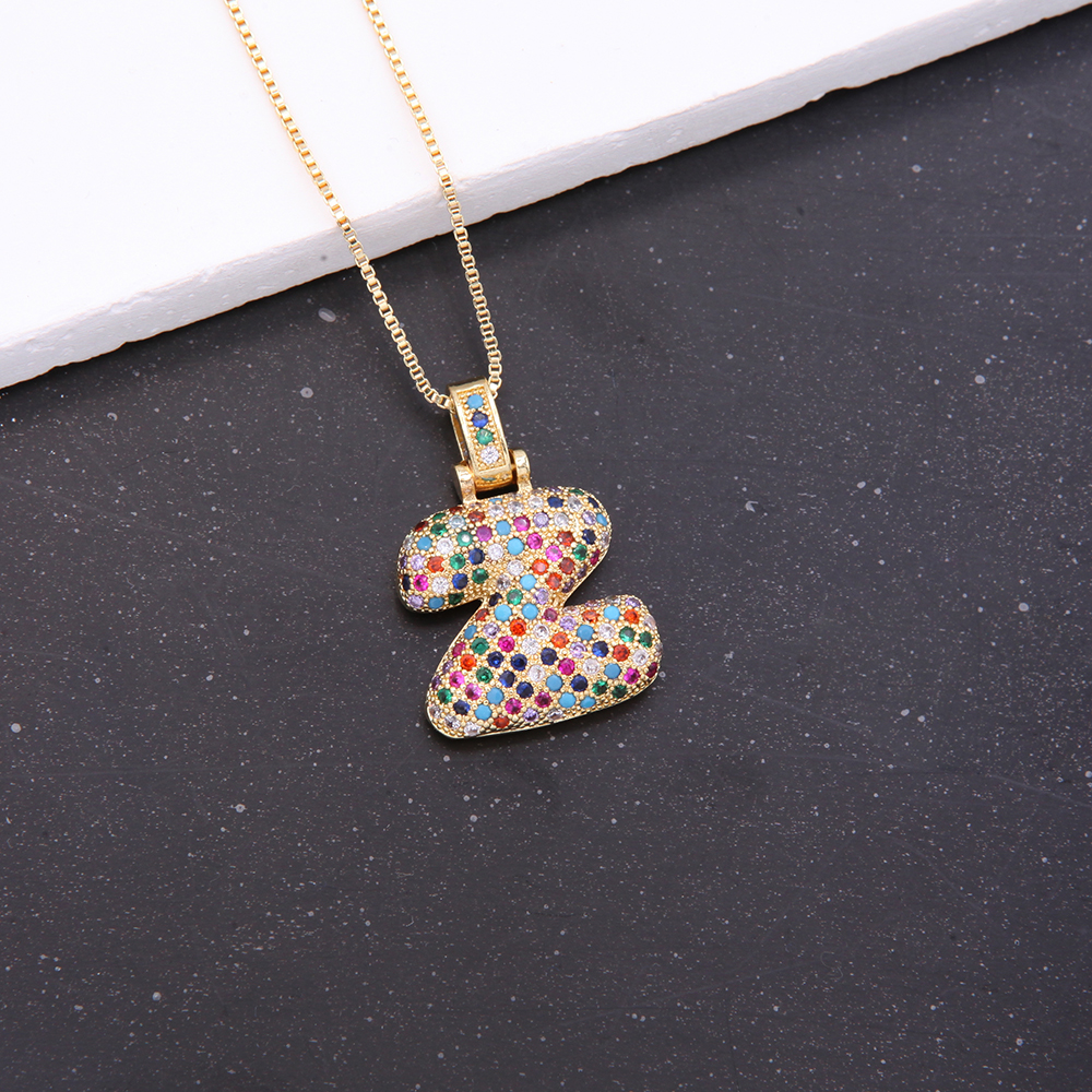 Novelty Letter Copper Plating Inlay Zircon 18k Gold Plated White Gold Plated Unisex Pendant Necklace display picture 27