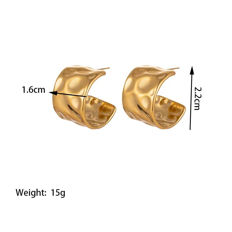 1 Pair Vintage Style C Shape Polishing Plating 304 Stainless Steel 18K Gold Plated Ear Studs display picture 4