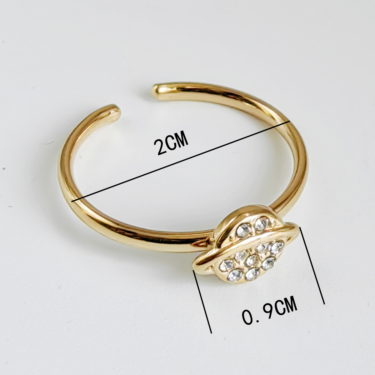 304 Stainless Steel Titanium Steel 18K Gold Plated Vintage Style Plating Inlay Earth Sun Star Rhinestones Open Rings display picture 3