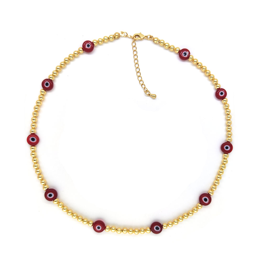 Ig Style Devil's Eye Eye Beaded Glass Copper Plating 18k Gold Plated Choker display picture 3