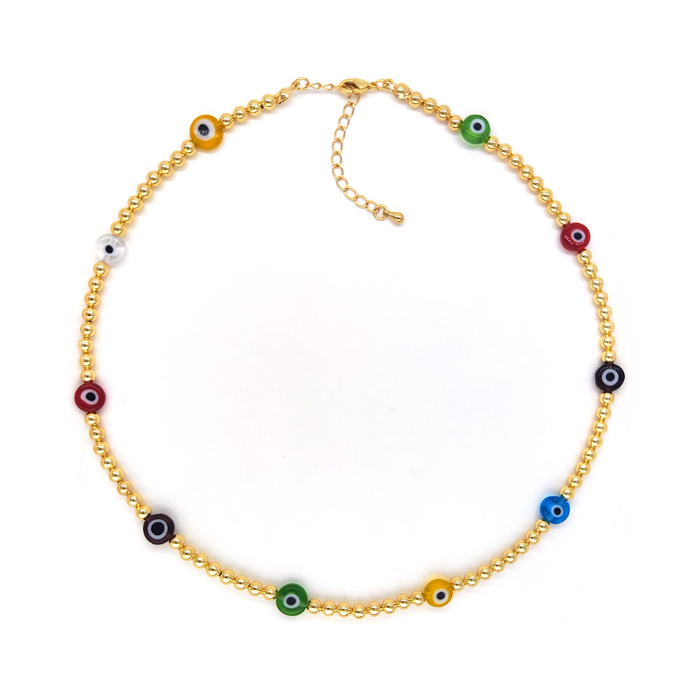 Ig Style Devil's Eye Eye Beaded Glass Copper Plating 18k Gold Plated Choker display picture 6