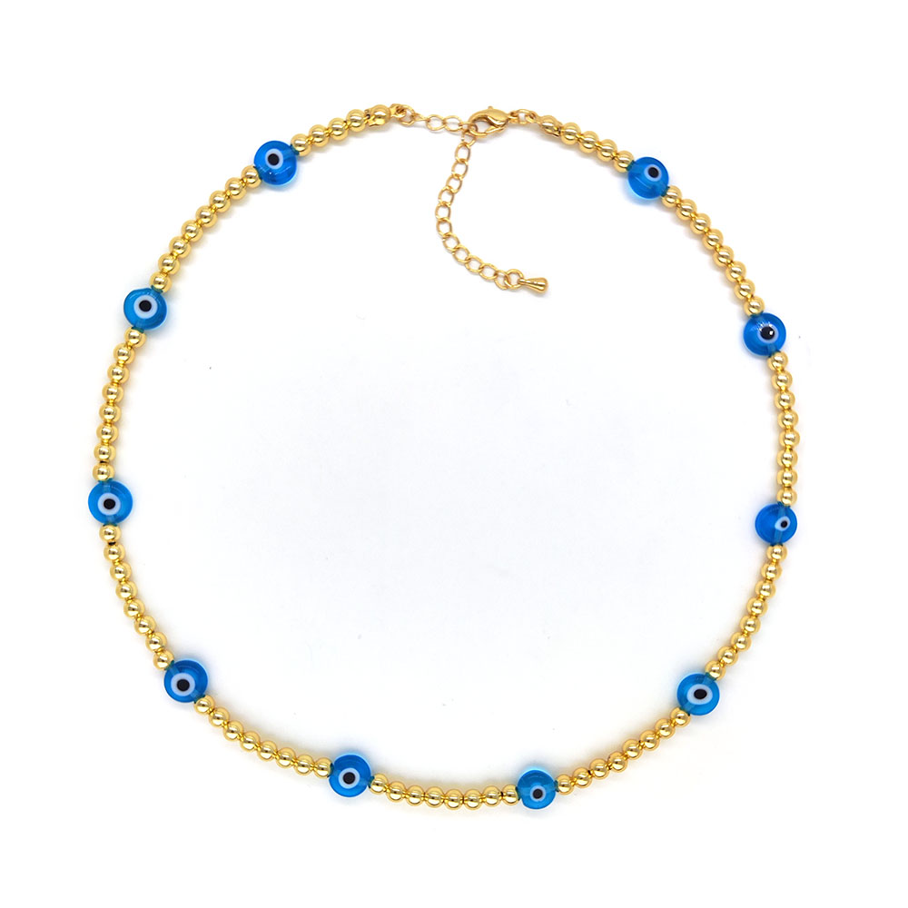 Ig Style Devil's Eye Eye Beaded Glass Copper Plating 18k Gold Plated Choker display picture 4