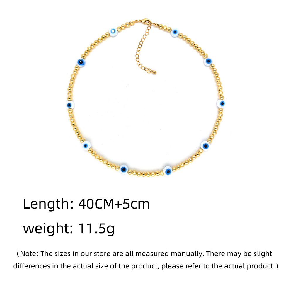 Ig-stil Teufels Auge Auge Perlen Glas Kupfer Überzug 18 Karat Vergoldet Halsband display picture 5