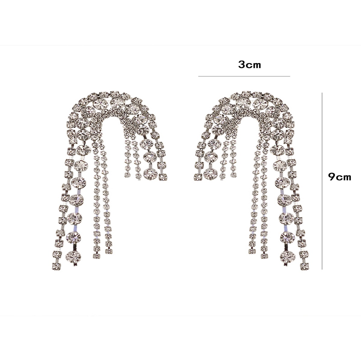 1 Pair Luxurious Shiny Tassel Plating Inlay Copper Rhinestones Drop Earrings display picture 2