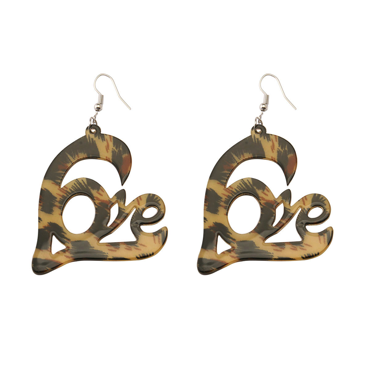 1 Pair Romantic Simple Style Letter Heart Shape Stainless Steel Arylic Drop Earrings display picture 2