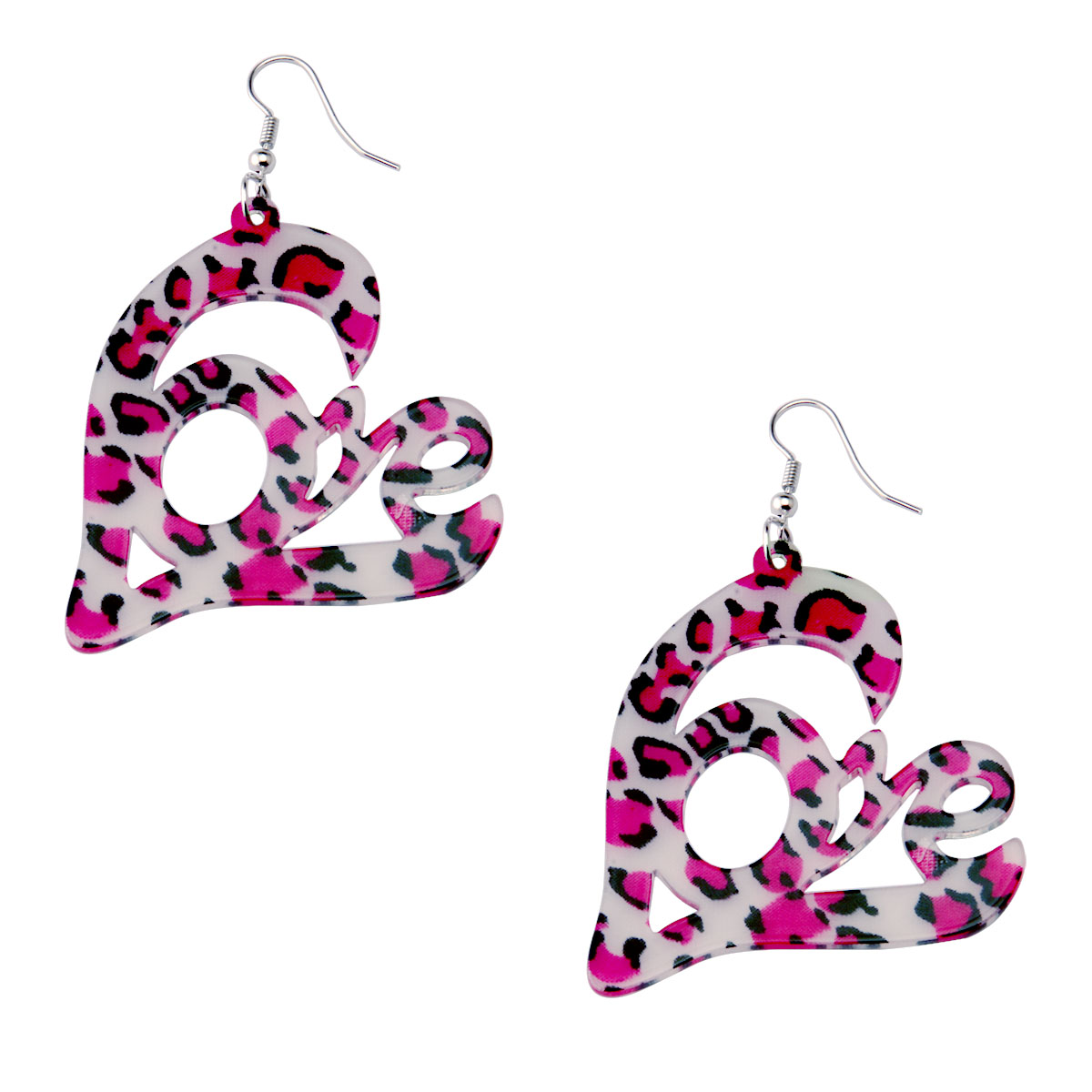 1 Pair Romantic Simple Style Letter Heart Shape Stainless Steel Arylic Drop Earrings display picture 3