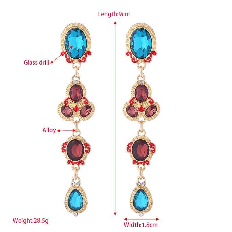 1 Pair Simple Style Shiny Oval Water Droplets Inlay Alloy Glass Gold Plated Drop Earrings display picture 1