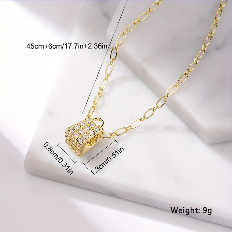 Ig Style Simple Style Lock Copper Plating Inlay Zircon Gold Plated Pendant Necklace display picture 4