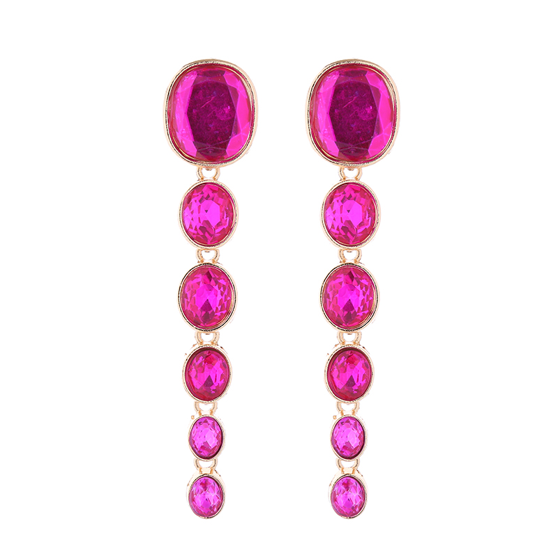 1 Pair Simple Style Shiny Oval Inlay Alloy Glass Gold Plated Silver Plated Drop Earrings display picture 8