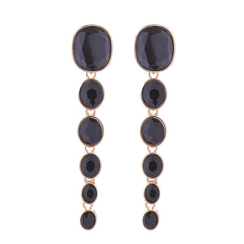 1 Pair Simple Style Shiny Oval Inlay Alloy Glass Gold Plated Silver Plated Drop Earrings display picture 9