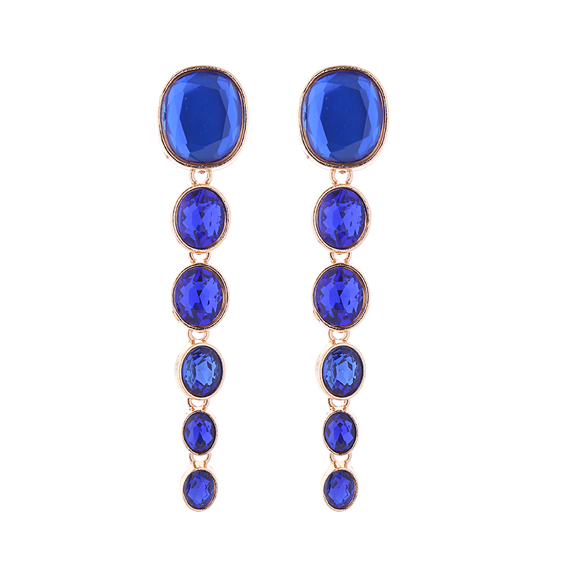 1 Pair Simple Style Shiny Oval Inlay Alloy Glass Gold Plated Silver Plated Drop Earrings display picture 10