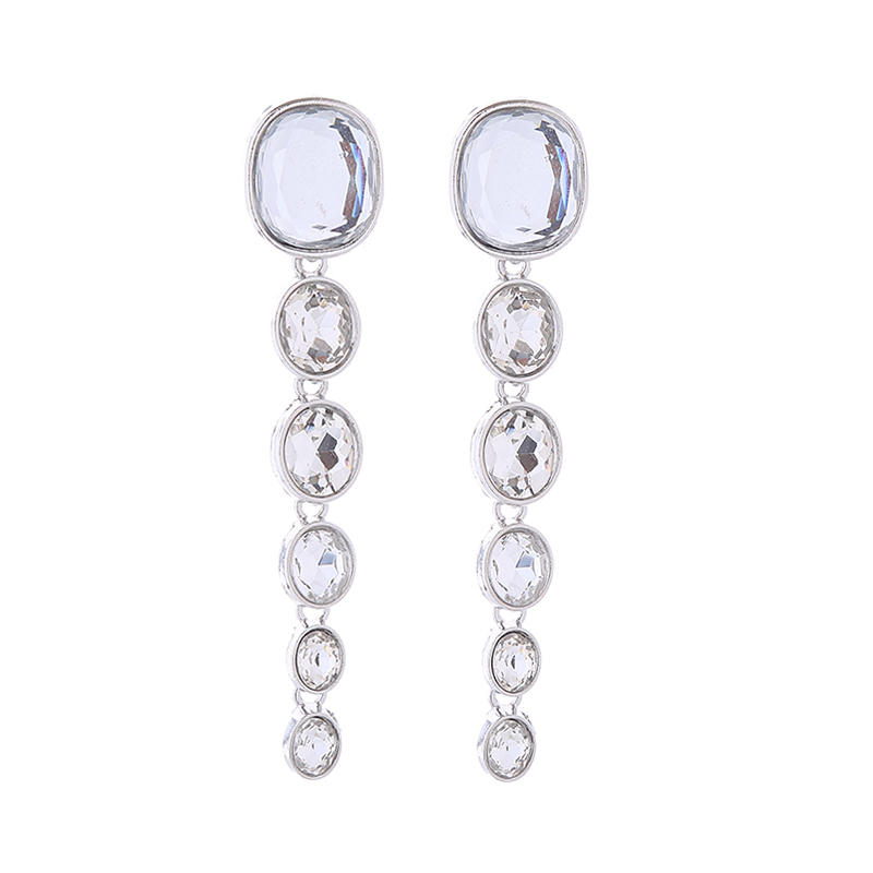 1 Pair Simple Style Shiny Oval Inlay Alloy Glass Gold Plated Silver Plated Drop Earrings display picture 11